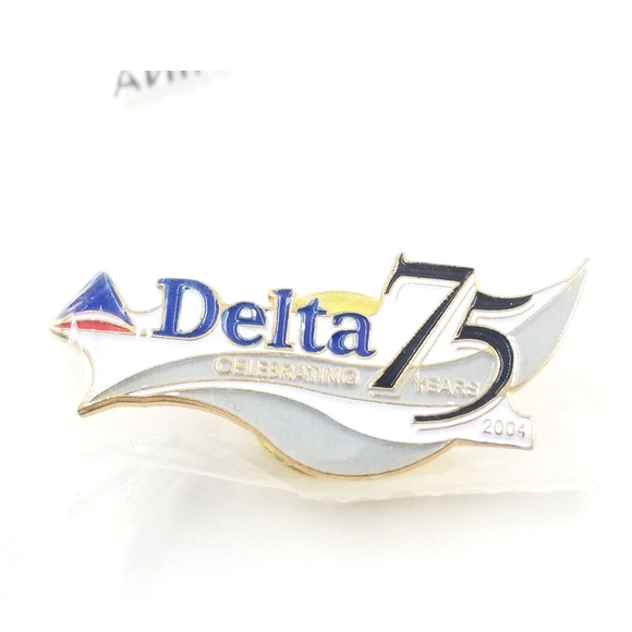2004 Delta Air Lines 75th Anniversary Enamel Pin Advertise Aviation White... - Picture 1 of 5